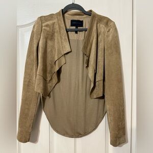 BCBG Maxazria Norton High Low Crop Jacket Faux Suede Stretch